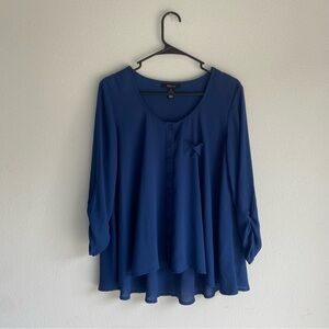 Blue Flowy Button Down Top